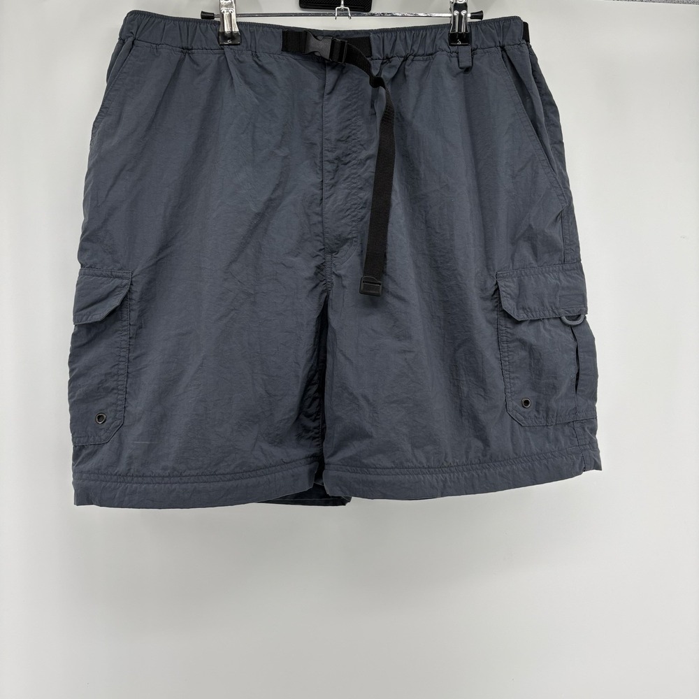 REI Men's Solid Front Gray Cargo Shorts Size XL Belted Elastic Waist No‎ Bottoms